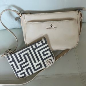 Spartina 449 Leather Bag. Cream Color,Take Me Away Leather Handbag with wristlet